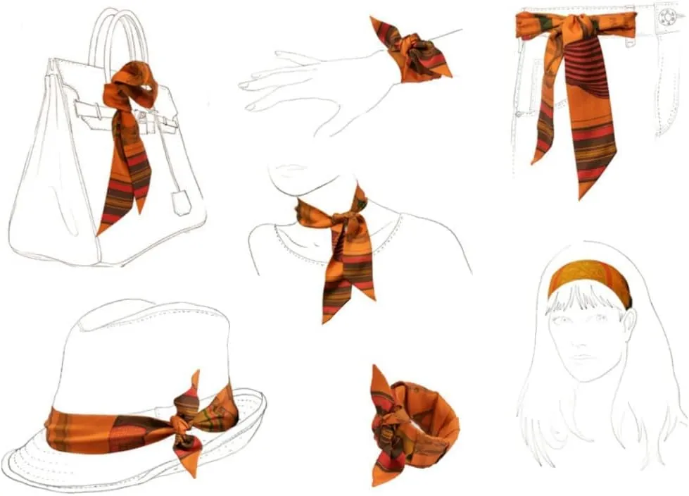 JERLA 100% Mulberry silk Scarf handbag wrap Tie Bundle Hair Ribbon Neckerchief Scarf for women men