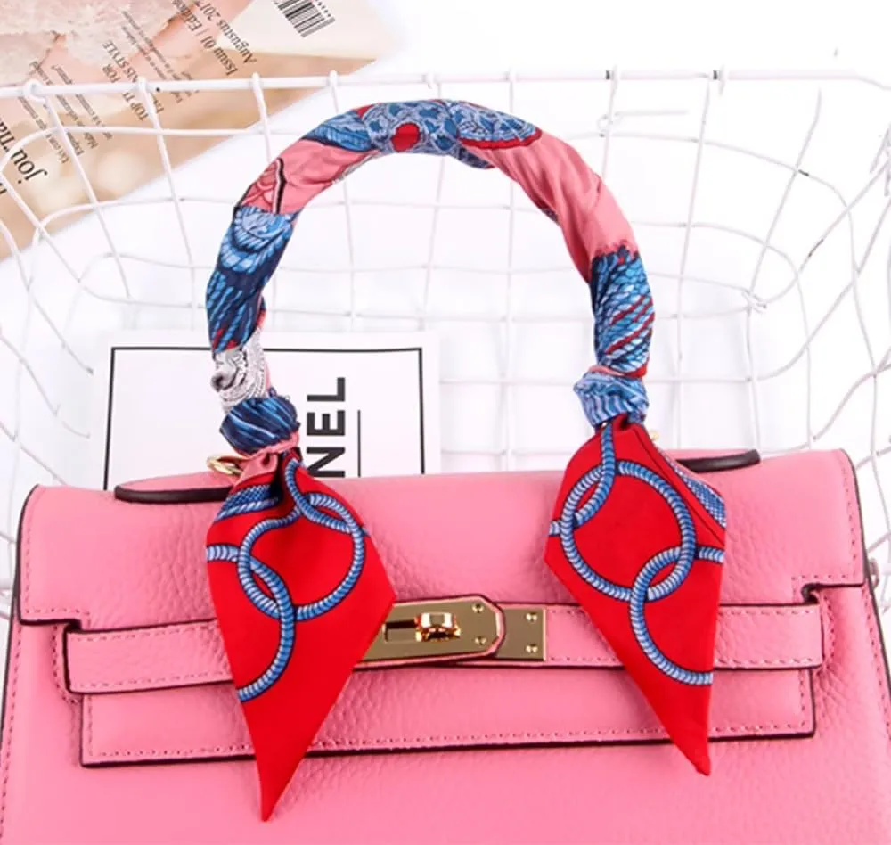JERLA 100% Mulberry silk Scarf handbag wrap Tie Bundle Hair Ribbon Neckerchief Scarf for women men