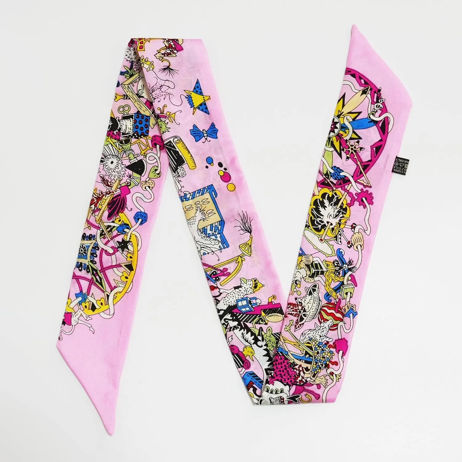 JERLA 100% Mulberry silk Scarf handbag wrap Tie Bundle Hair Ribbon Neckerchief Scarf for women men