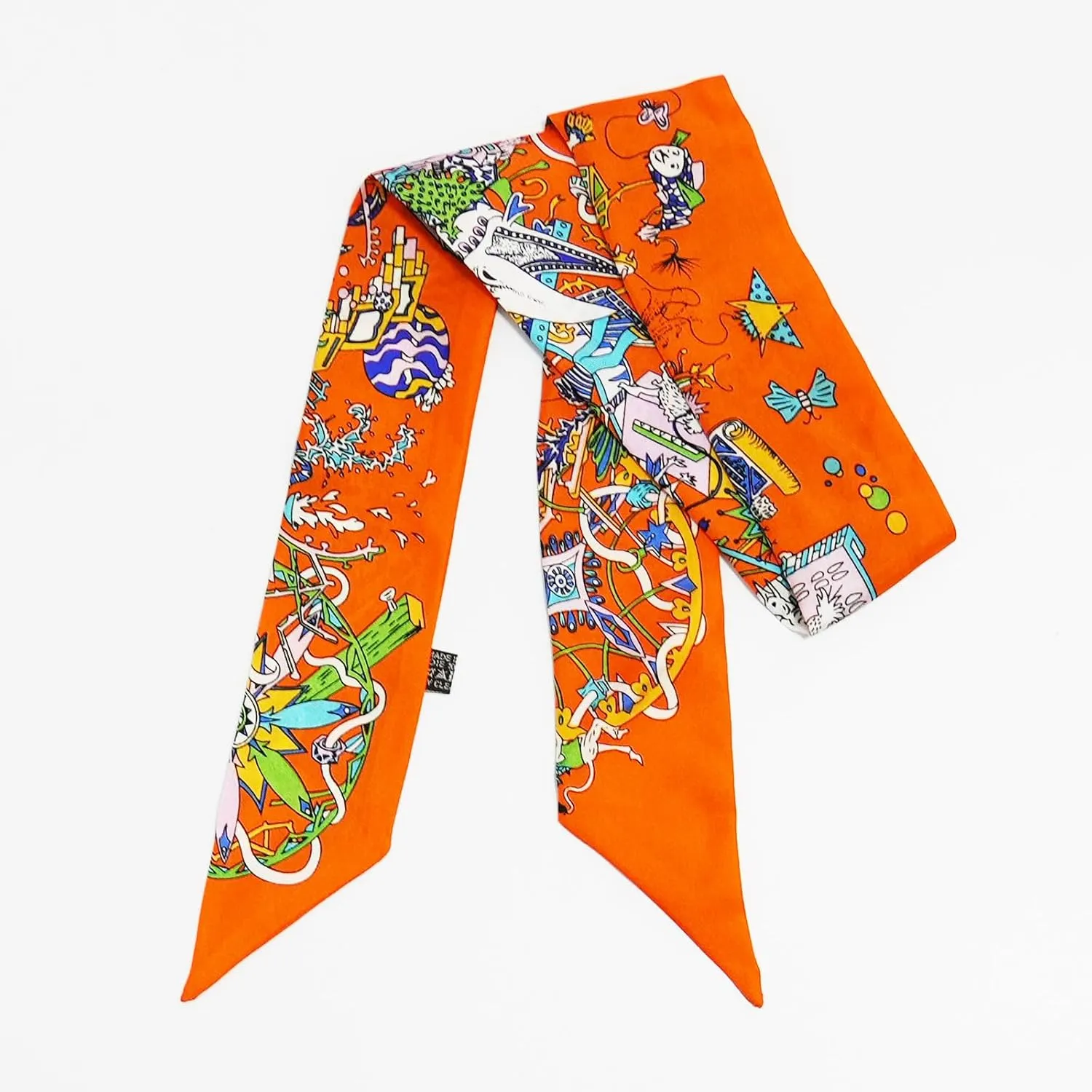 JERLA 100% Mulberry silk Scarf handbag wrap Tie Bundle Hair Ribbon Neckerchief Scarf for women men