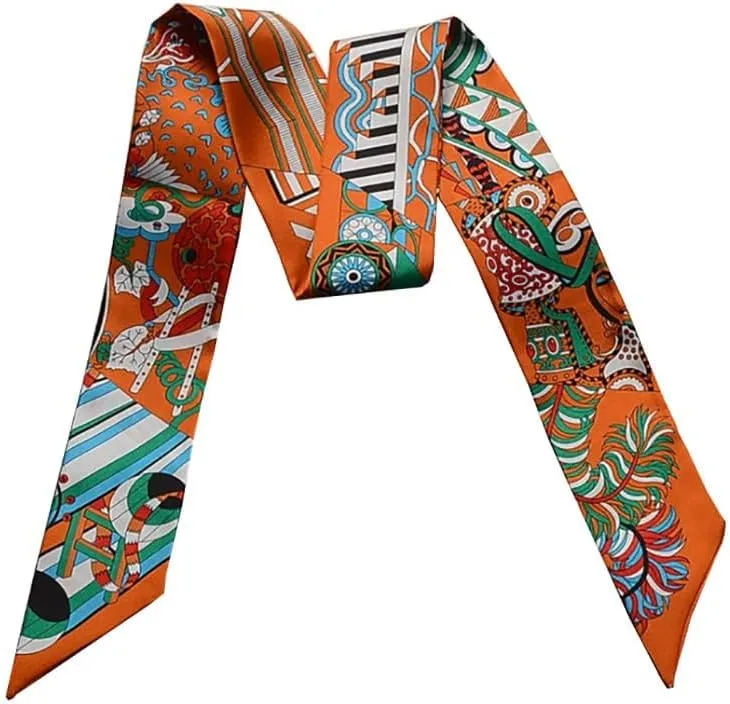 JERLA 100% Mulberry silk Scarf Head Hair Ribbon Handbag Handle wrap Tie Bundle Scarf Neckerchief Scarf for women