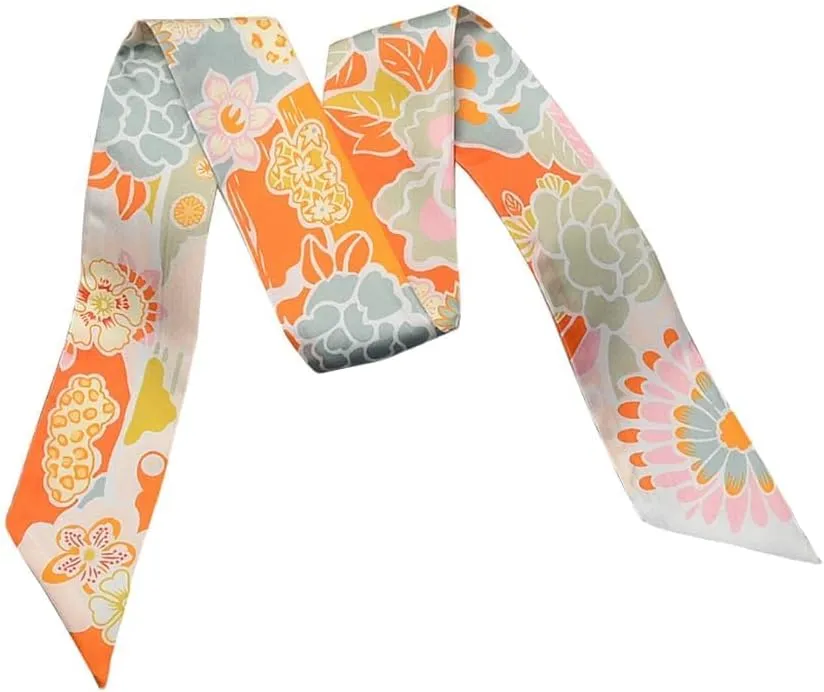 JERLA 100% Mulberry silk Scarf Head Hair Ribbon Handbag Handle wrap Tie Bundle Scarf Neckerchief Scarf for women