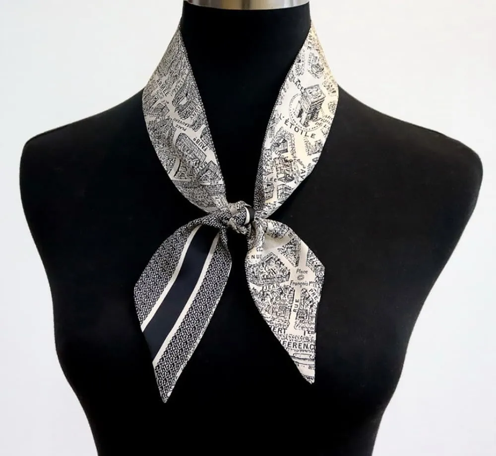 JERLA 100% Mulberry Silk Scarf, Head Wrap, Hair Tie, Handbag Handle Wrap, Neckerchief for Women