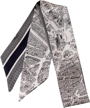 JERLA 100% Mulberry Silk Scarf, Head Wrap, Hair Tie, Handbag Handle Wrap, Neckerchief for Women