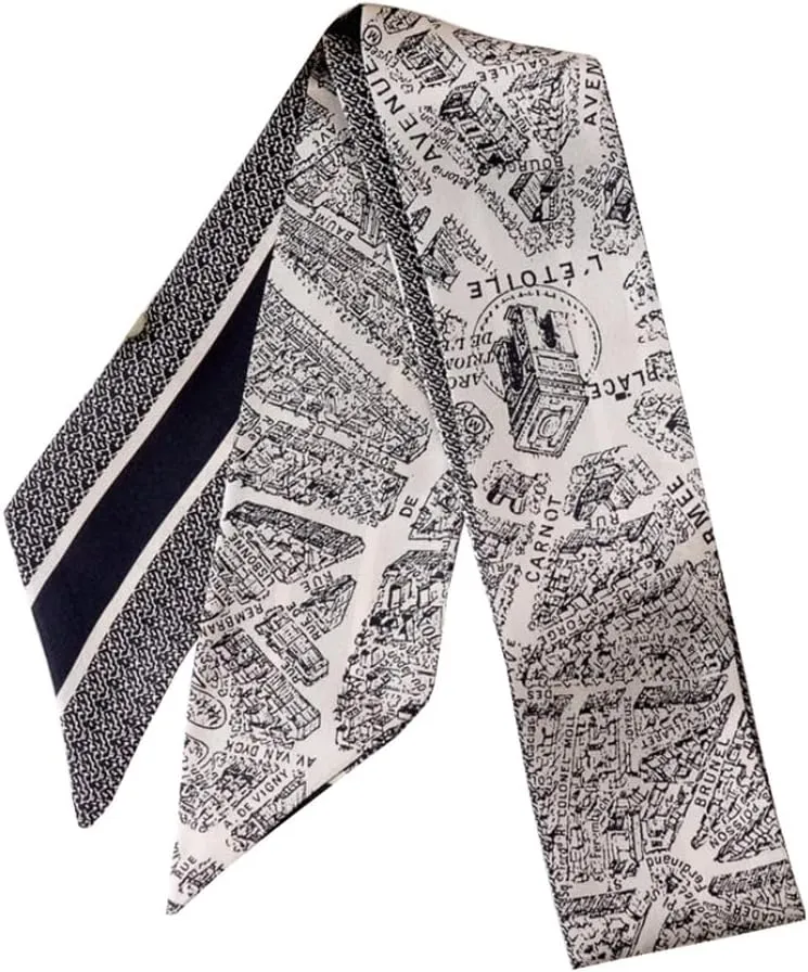 JERLA 100% Mulberry Silk Scarf, Head Wrap, Hair Tie, Handbag Handle Wrap, Neckerchief for Women