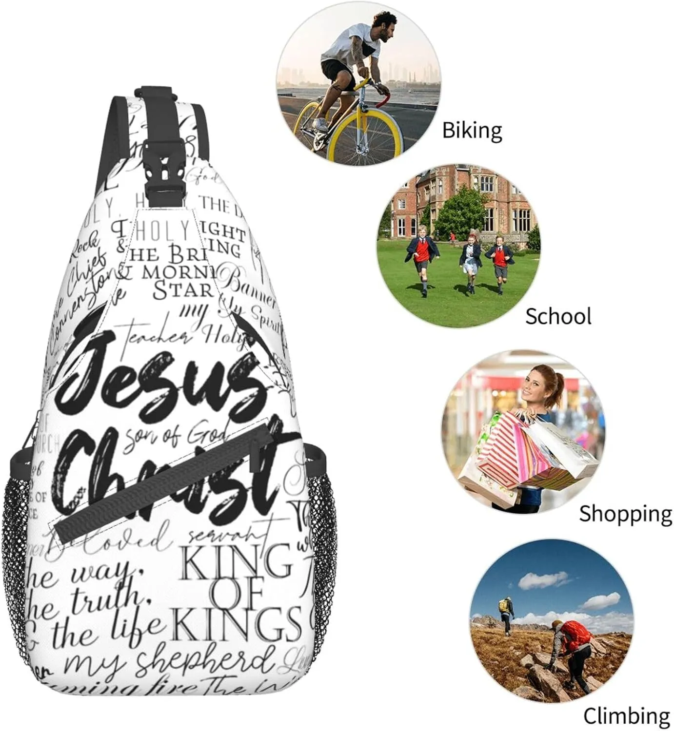 Jesus Sling Bag,Casual Crossbody Backpack Shoulder Chest Bag for Women Men Travel Hiking Daypack