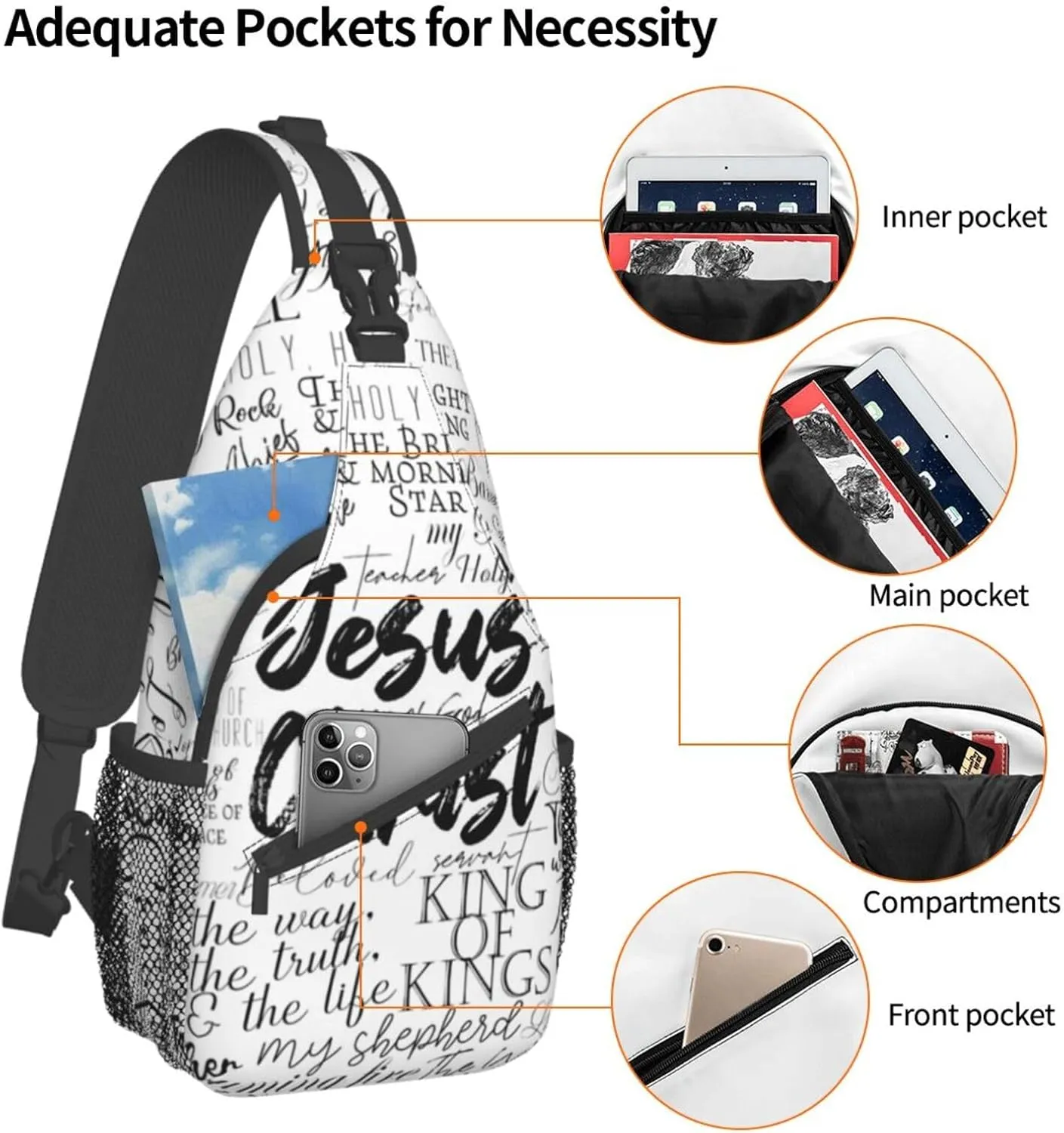 Jesus Sling Bag,Casual Crossbody Backpack Shoulder Chest Bag for Women Men Travel Hiking Daypack