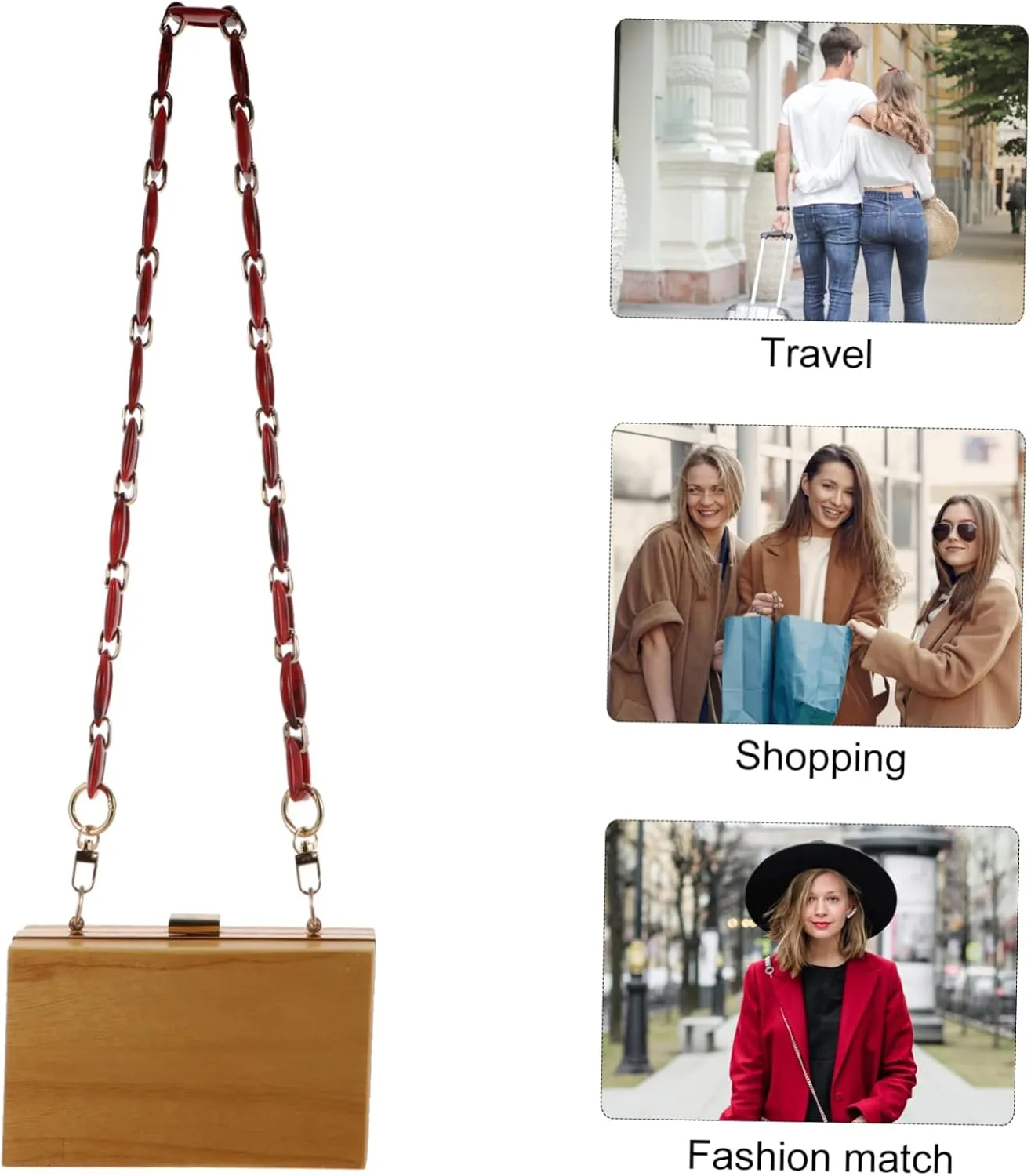 JEWEDECO Thick Resin DIY Purse Chain Contrast Handbag Replacement Chain for Stylish Bag Dec