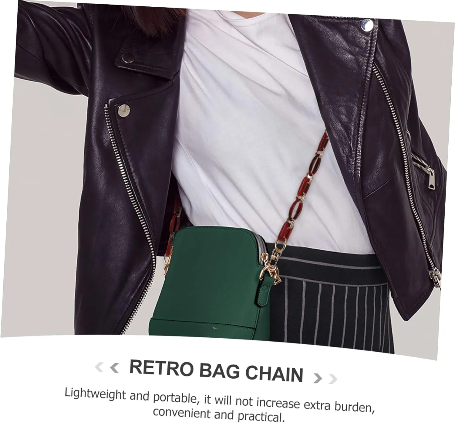 JEWEDECO Thick Resin DIY Purse Chain Contrast Handbag Replacement Chain for Stylish Bag Dec