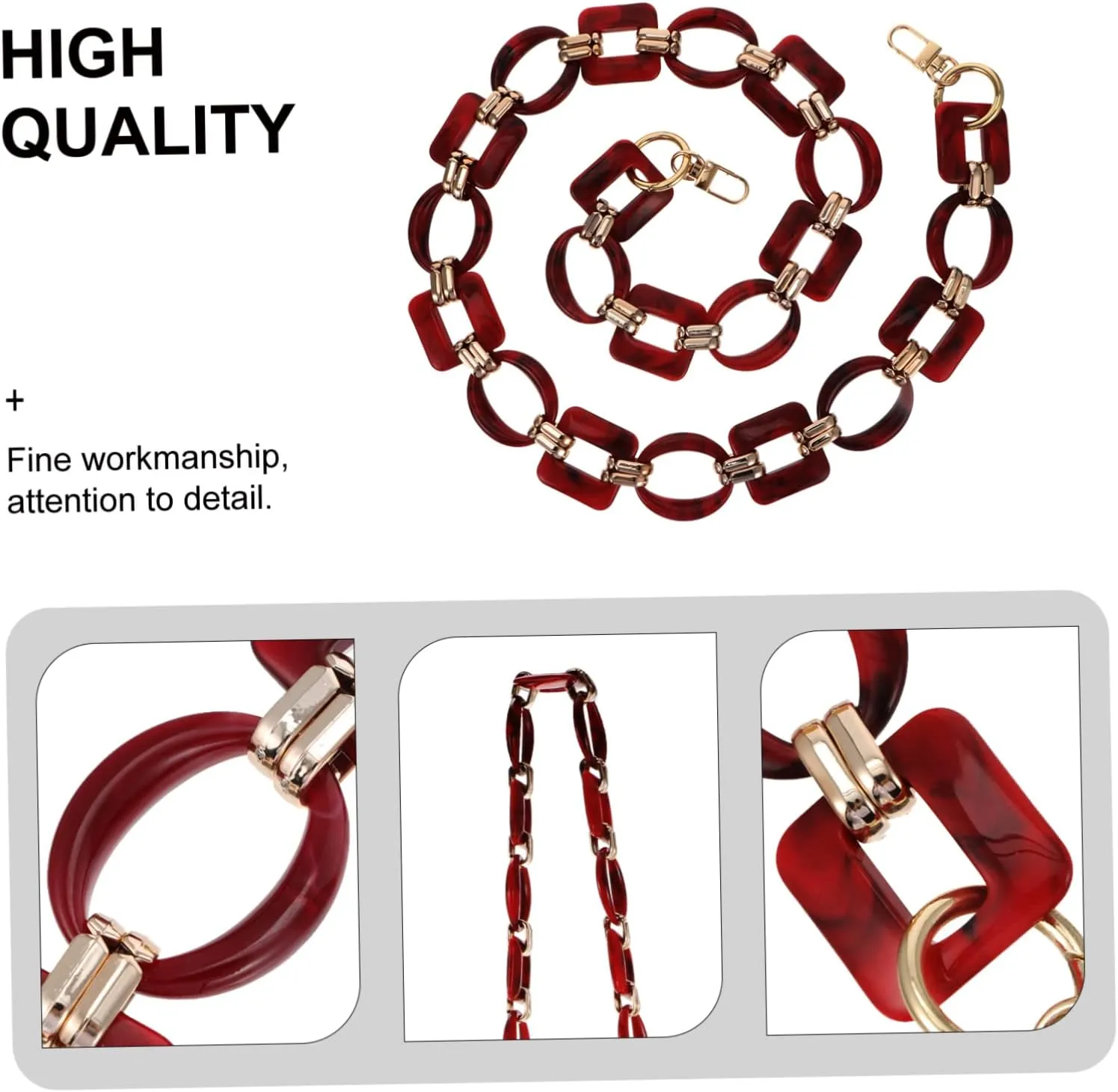 JEWEDECO Thick Resin DIY Purse Chain Contrast Handbag Replacement Chain for Stylish Bag Dec