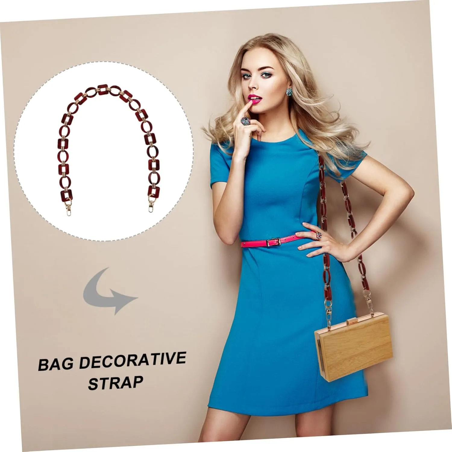 JEWEDECO Thick Resin DIY Purse Chain Contrast Handbag Replacement Chain for Stylish Bag Dec