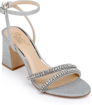 Jewel Badgley Mischka Rosa Block Heel Sandal with Gemstone Straps