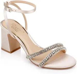 Jewel Badgley Mischka Rosa Block Heel Sandal with Gemstone Straps