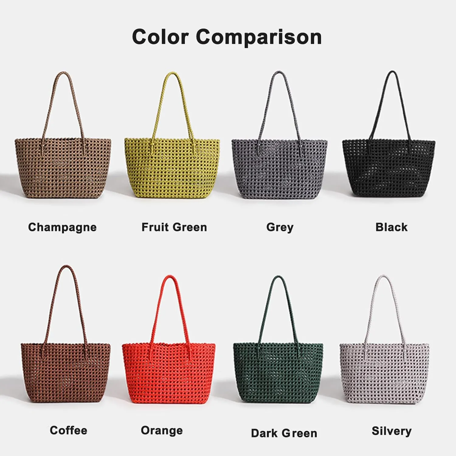 JINMANXUE Woven Tote Bag For Women,Travel Shoulder Bag, Large Hollow Beach Soft Satin Handbags Hand-woven Satchel Clutch