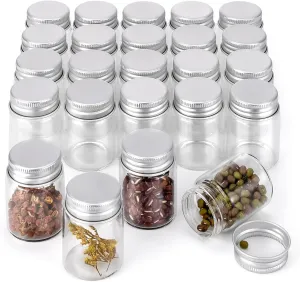 JIUWU 24 Pack 1 Oz Glass Bottle for Essential Oil,30 mL Small Glass Jars with Aluminium Screw Cap for Traveling to Dispense Perfumes