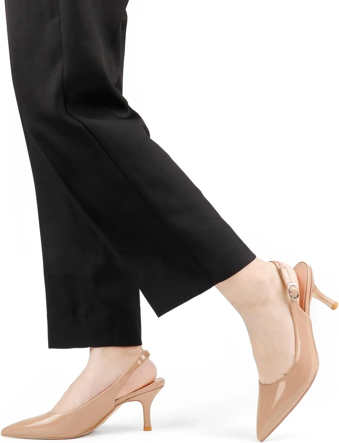 JOY IN LOVE Kitten Heels for Women Slingback Pumps Sandals Pointy Toe Pumps