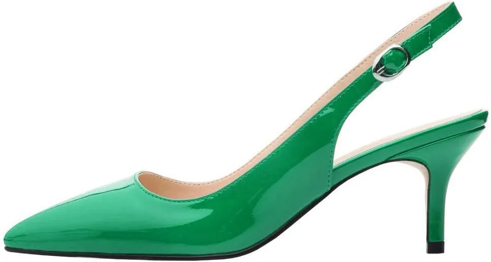 JOY IN LOVE Kitten Heels for Women Slingback Pumps Sandals Pointy Toe Pumps