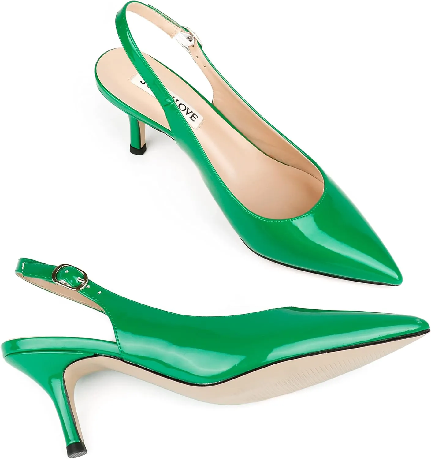 JOY IN LOVE Kitten Heels for Women Slingback Pumps Sandals Pointy Toe Pumps