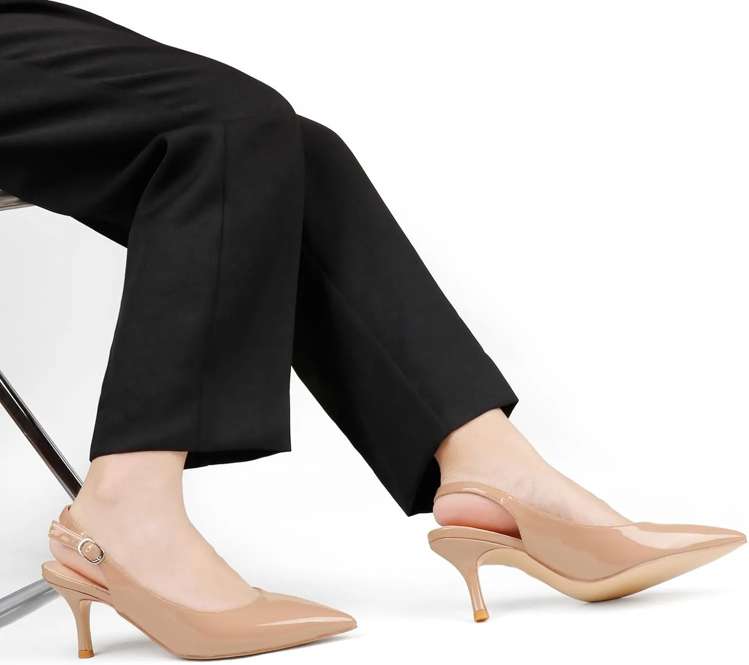 JOY IN LOVE Kitten Heels for Women Slingback Pumps Sandals Pointy Toe Pumps