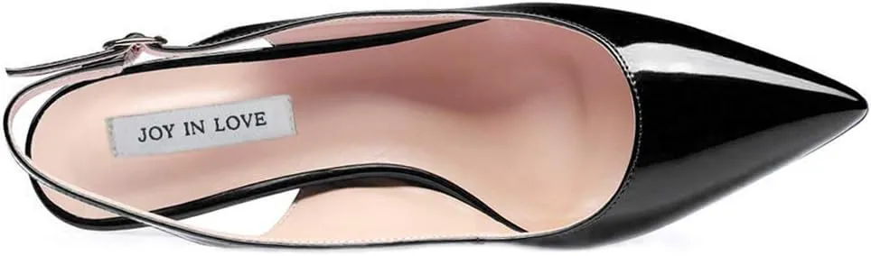 JOY IN LOVE Kitten Heels for Women Slingback Pumps Sandals Pointy Toe Pumps