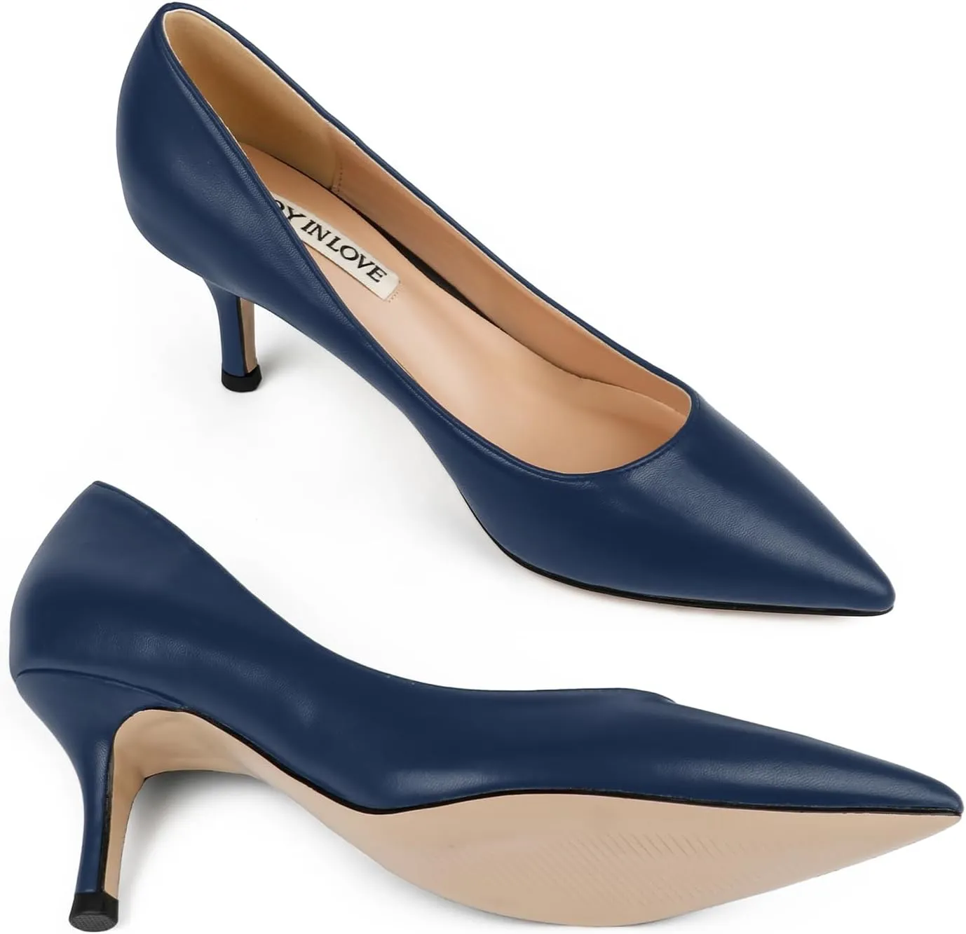 JOY IN LOVE Women's Shoes Low Heels Pointy Toe Kitten Heel Daily Pumps