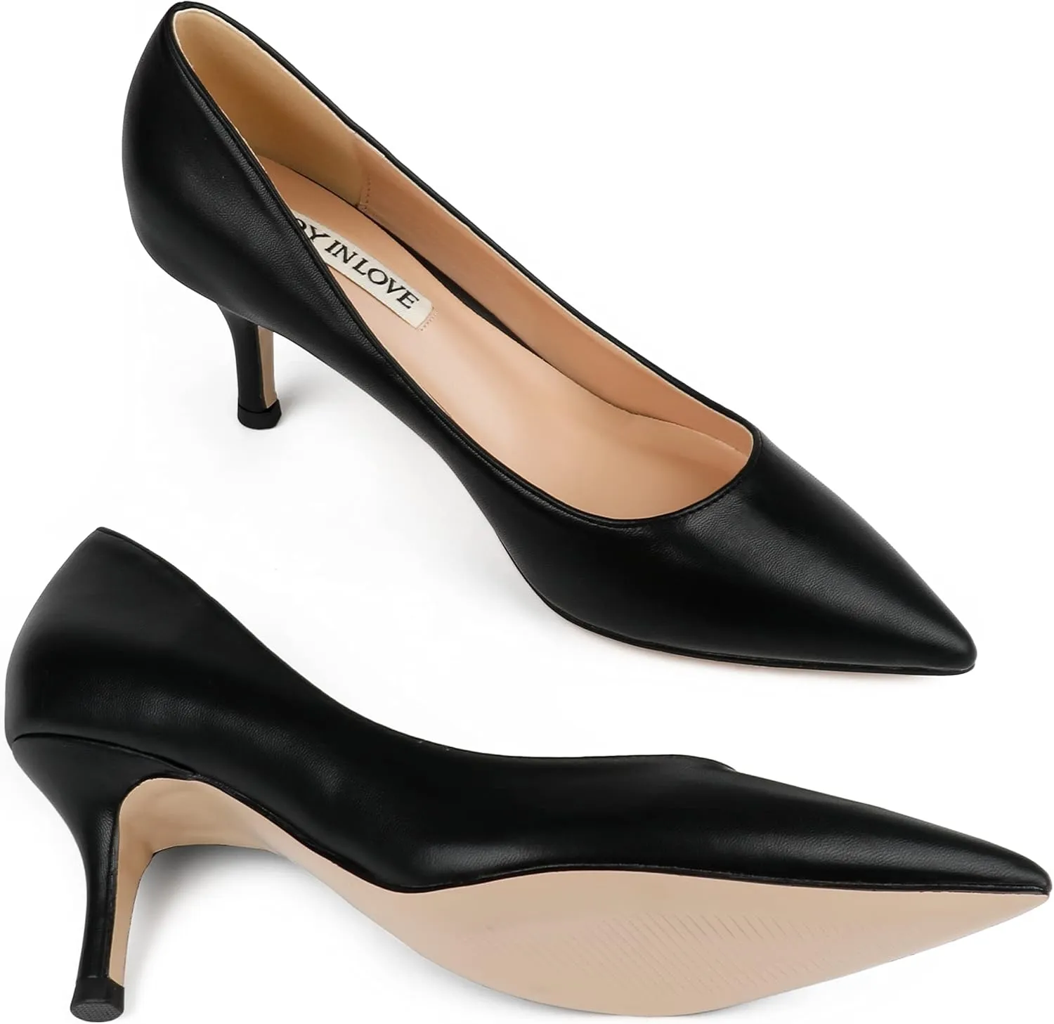 JOY IN LOVE Women's Shoes Low Heels Pointy Toe Kitten Heel Daily Pumps