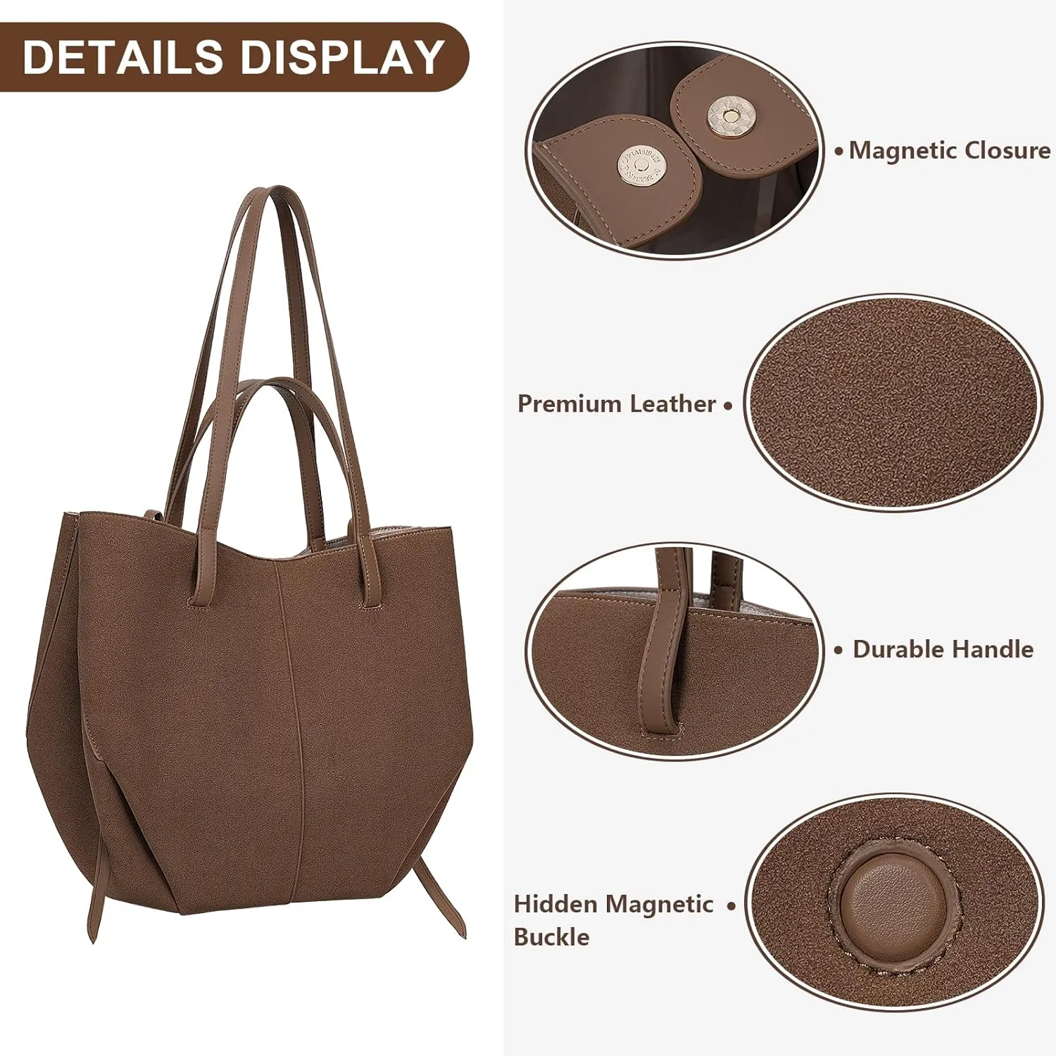 Juoxeepy Work Bag Faux Leather Tote Bag for Women Trendy Handbag Purse Fall Shoulder Bag with Magnetic Closure