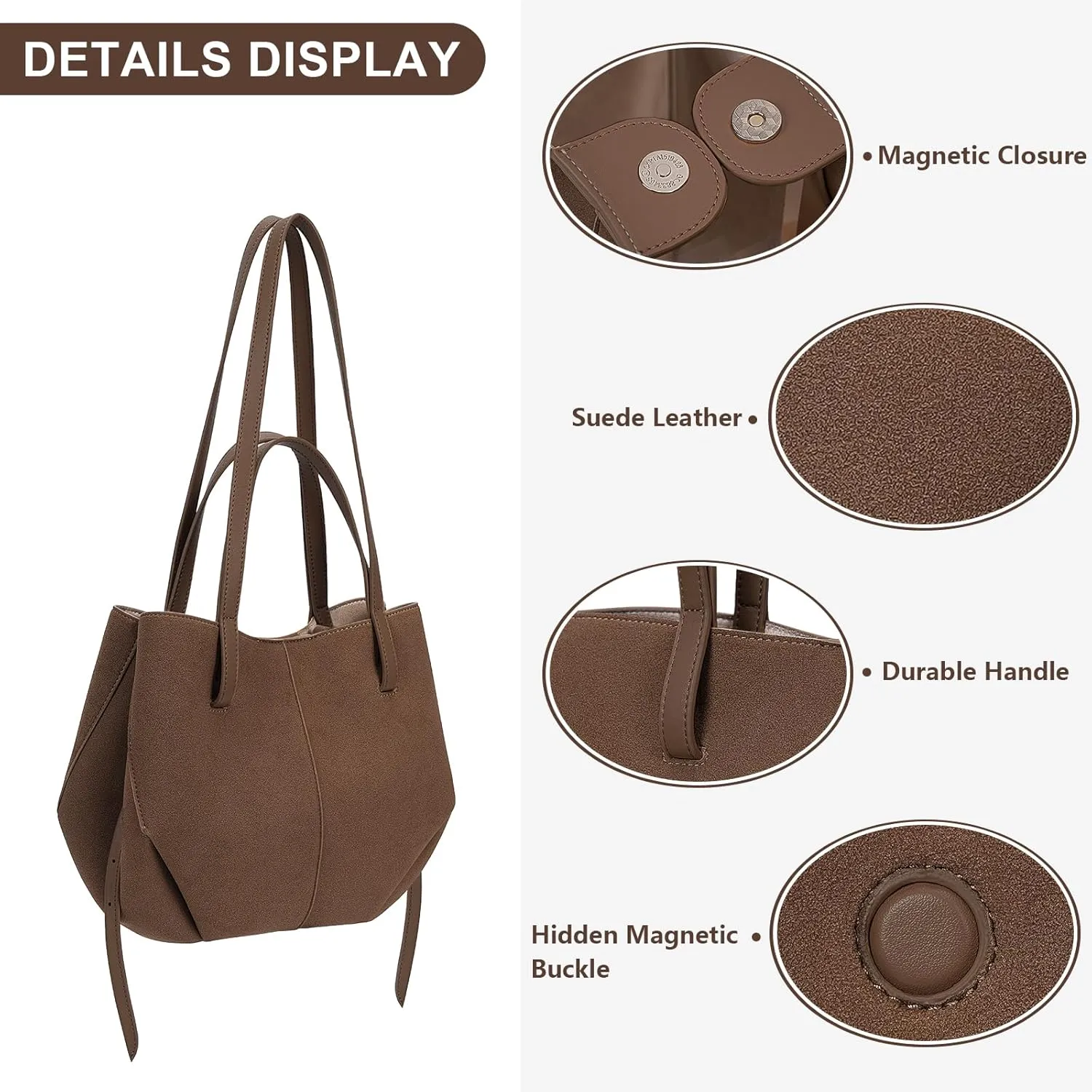 Juoxeepy Work Bag Faux Leather Tote Bag for Women Trendy Handbag Purse Fall Shoulder Bag with Magnetic Closure