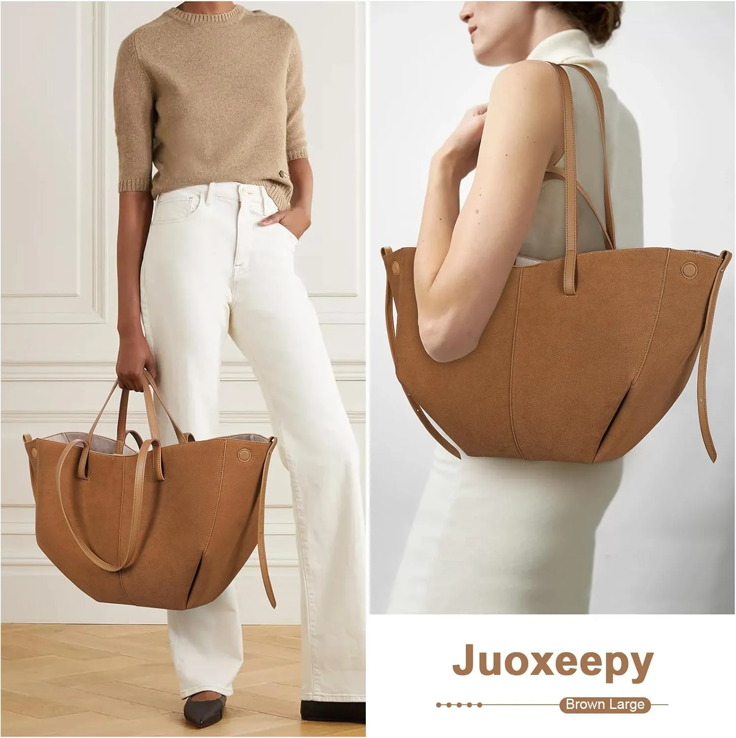 Juoxeepy Work Bag Faux Leather Tote Bag for Women Trendy Handbag Purse Fall Shoulder Bag with Magnetic Closure