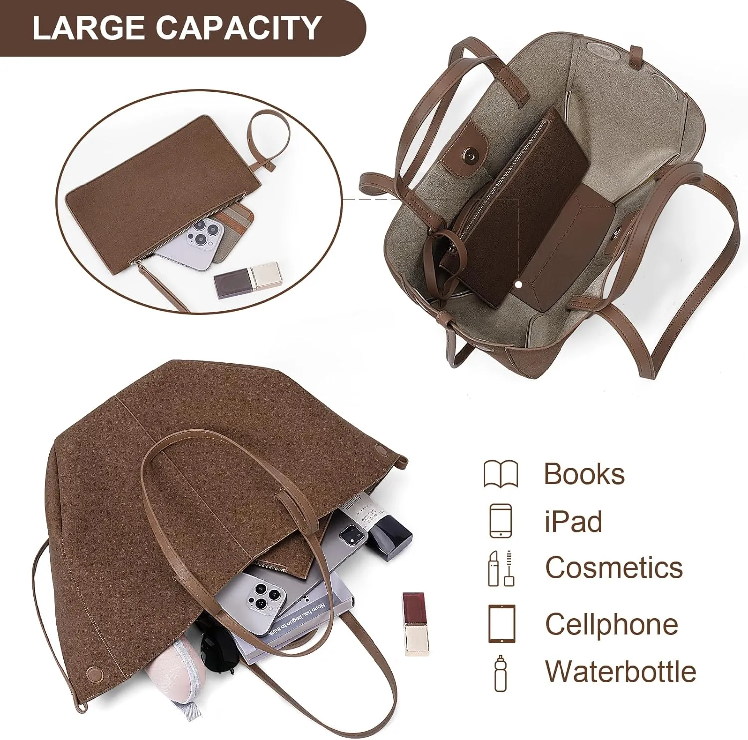 Juoxeepy Work Bag Faux Leather Tote Bag for Women Trendy Handbag Purse Fall Shoulder Bag with Magnetic Closure