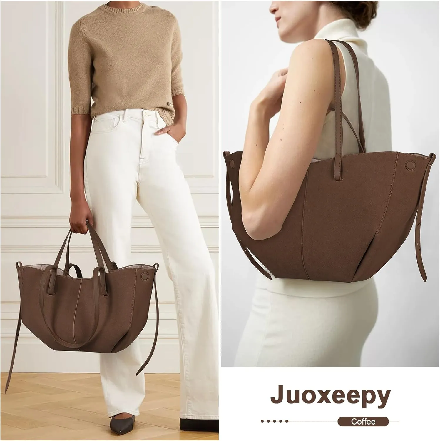 Juoxeepy Work Bag Faux Leather Tote Bag for Women Trendy Handbag Purse Fall Shoulder Bag with Magnetic Closure