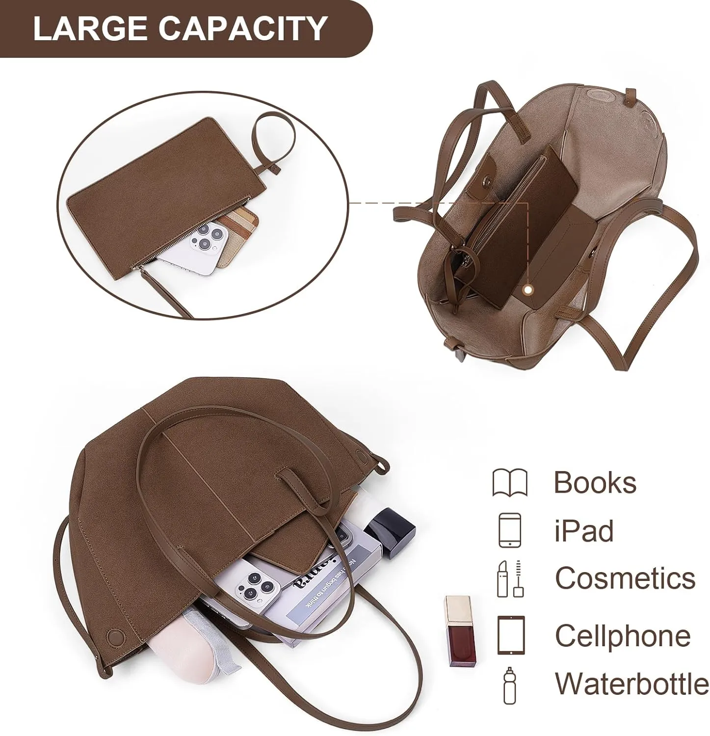 Juoxeepy Work Bag Faux Leather Tote Bag for Women Trendy Handbag Purse Fall Shoulder Bag with Magnetic Closure