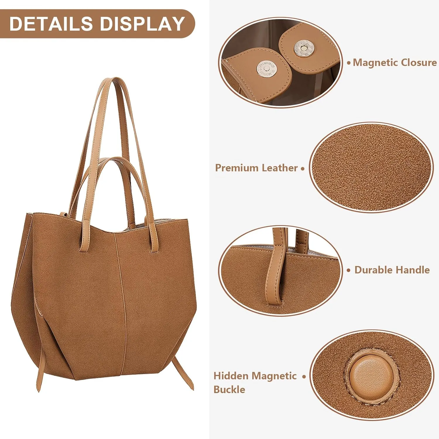 Juoxeepy Work Bag Faux Leather Tote Bag for Women Trendy Handbag Purse Fall Shoulder Bag with Magnetic Closure