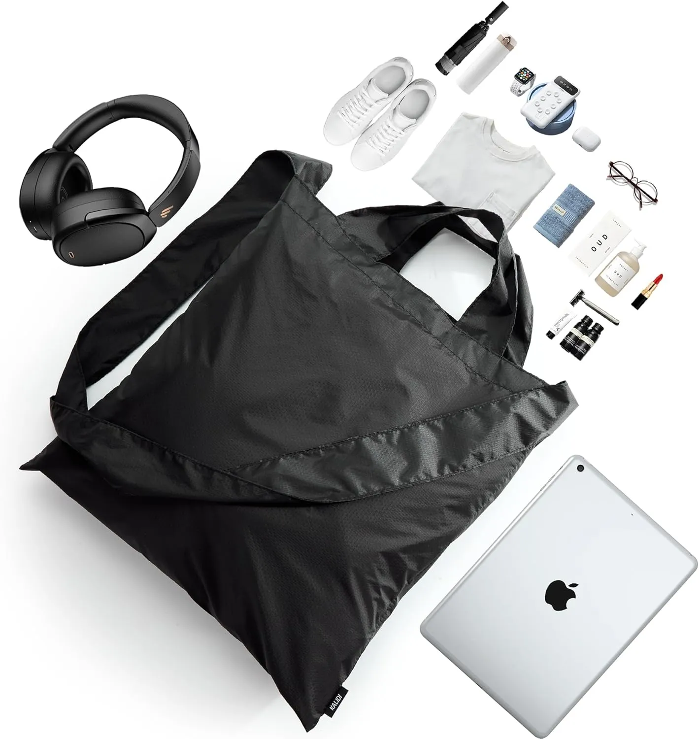KALIDI Compact Tote Shopping bag Lightweight Foldable Tiny Reusable Grocery Shoulder Bag Crossbody