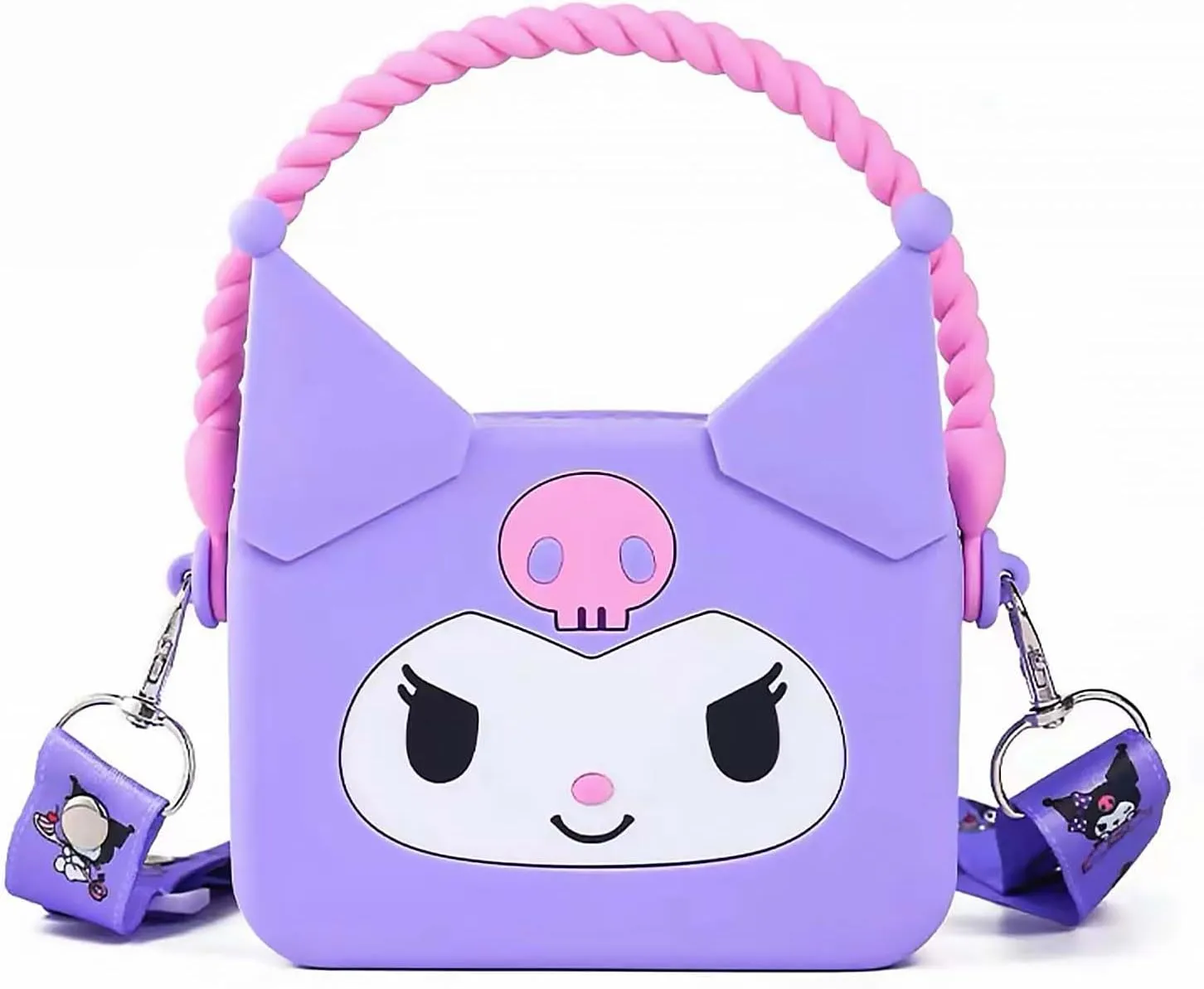 Kawaii Mini Crossbody Backpack, Kitty Tote Messenger Bag, Cute Coin Purses, Wallets Stuff for Teen Girls, Women(Purple)