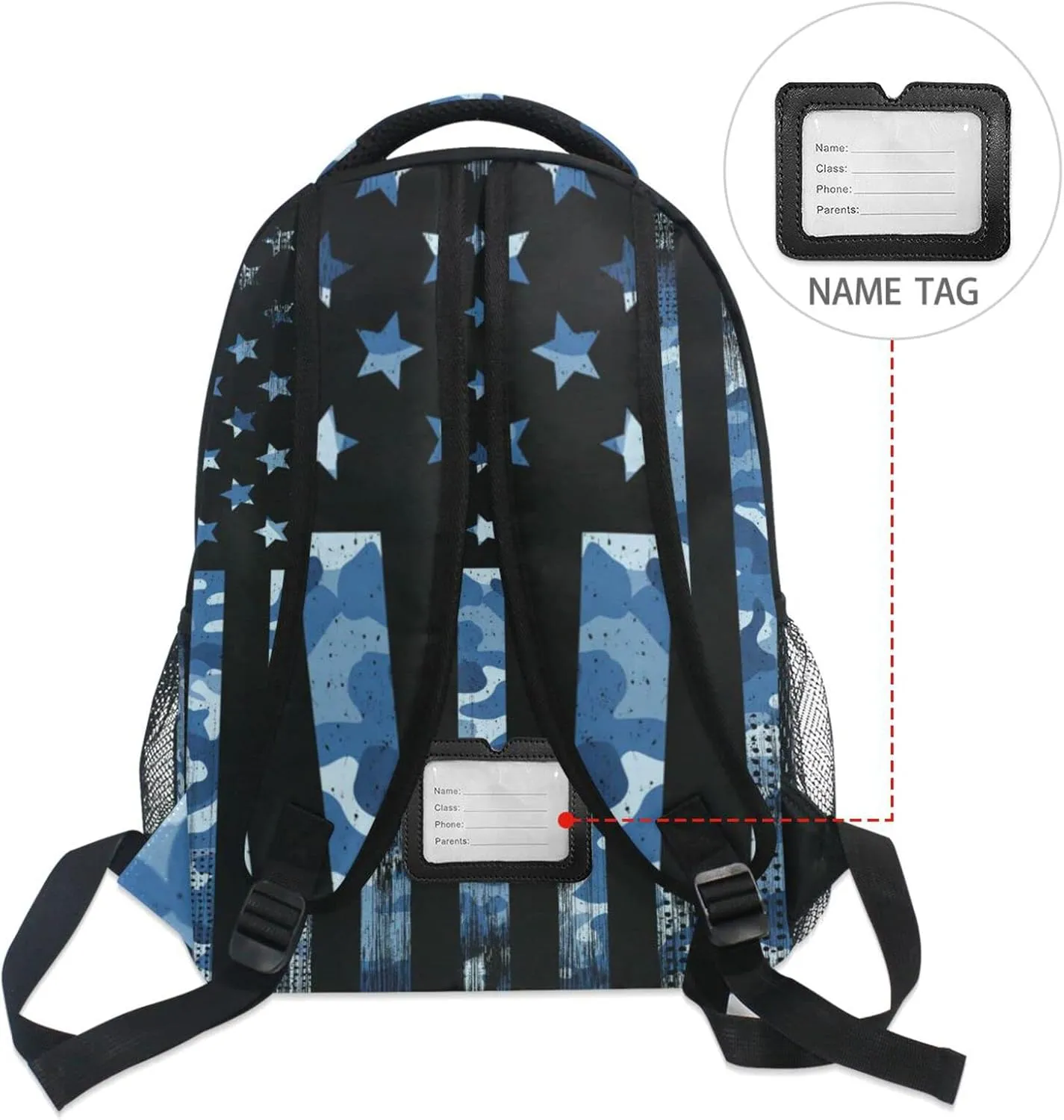 Kcldeci American Flag Camouflage Kids Backpack for Boys Girls Camo USA Flag Patriotic Elementary Backpacks Purse School Bag Book Bags for Toddler Travel