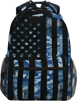 Kcldeci American Flag Camouflage Kids Backpack for Boys Girls Camo USA Flag Patriotic Elementary Backpacks Purse School Bag Book Bags for Toddler Travel