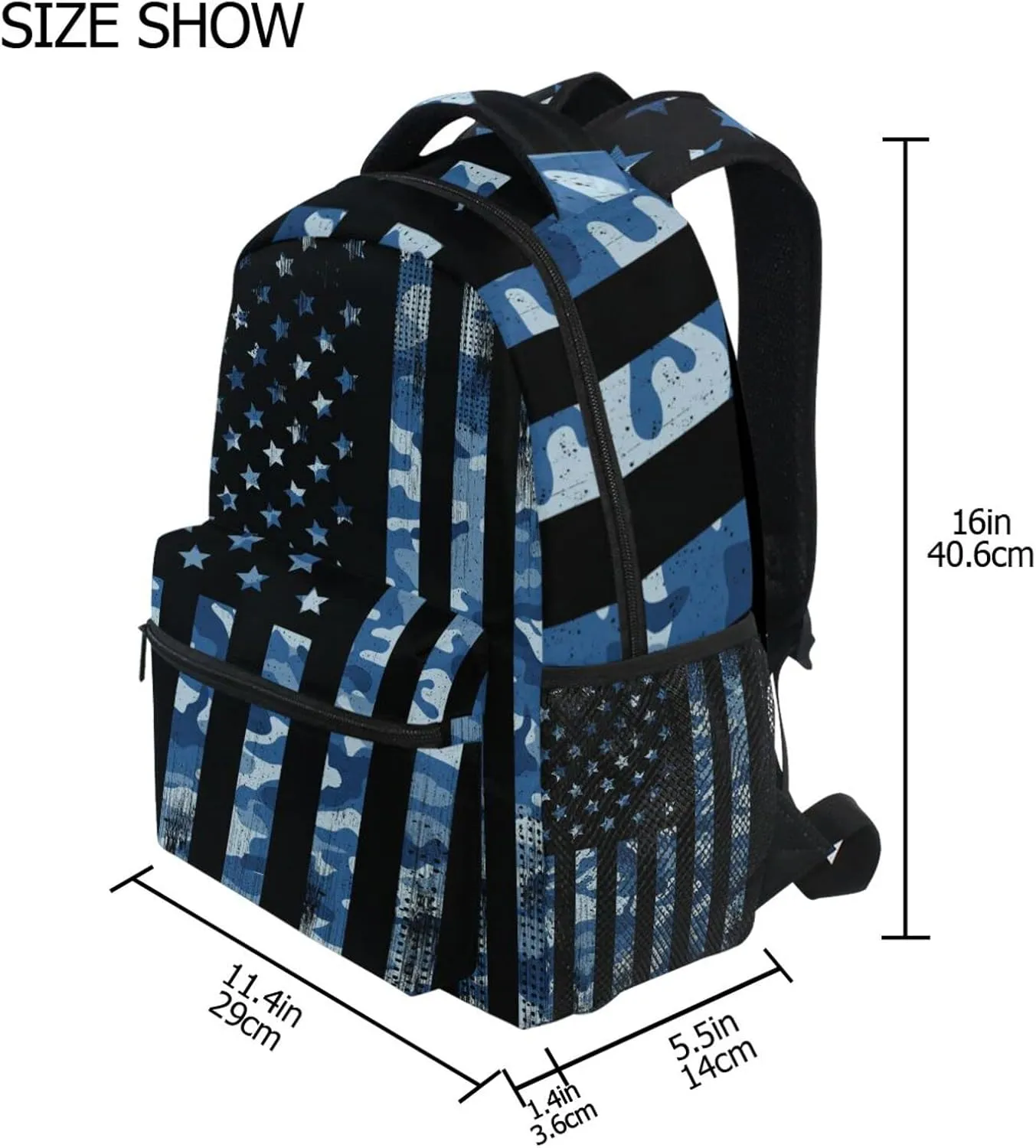 Kcldeci American Flag Camouflage Kids Backpack for Boys Girls Camo USA Flag Patriotic Elementary Backpacks Purse School Bag Book Bags for Toddler Travel