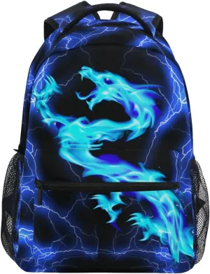 Kcldeci Blue Dragon Kids Backpack Cool Lighting Bolt Bookbag for Teen Girls Boys Back to School Gifts School Bags Bookbag Elementary Children Bookbags