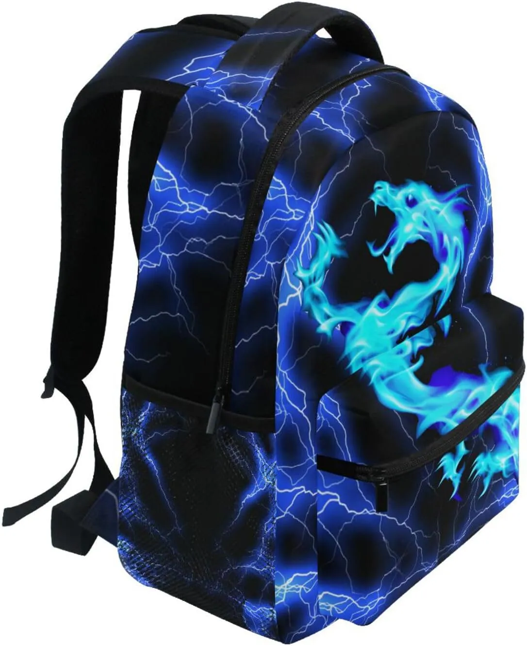 Kcldeci Blue Dragon Kids Backpack Cool Lighting Bolt Bookbag for Teen Girls Boys Back to School Gifts School Bags Bookbag Elementary Children Bookbags