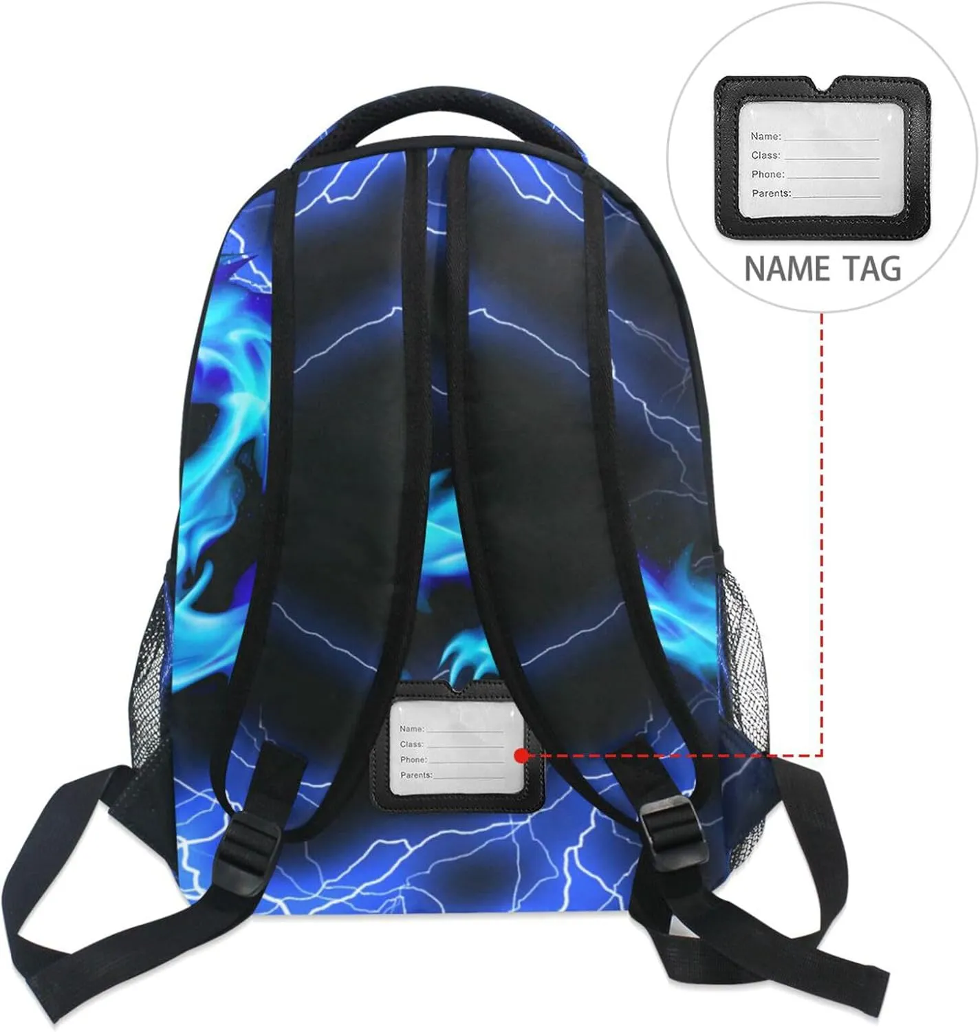 Kcldeci Blue Dragon Kids Backpack Cool Lighting Bolt Bookbag for Teen Girls Boys Back to School Gifts School Bags Bookbag Elementary Children Bookbags