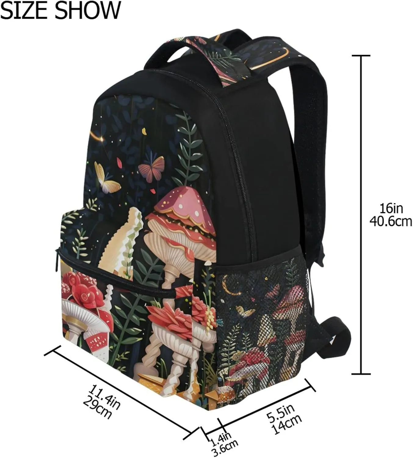 Kcldeci Kids Backpack for Girls Boys Mushroon Butterfly School Backpack Travel Toddler School Bag Backpacks Student Kids School Bags