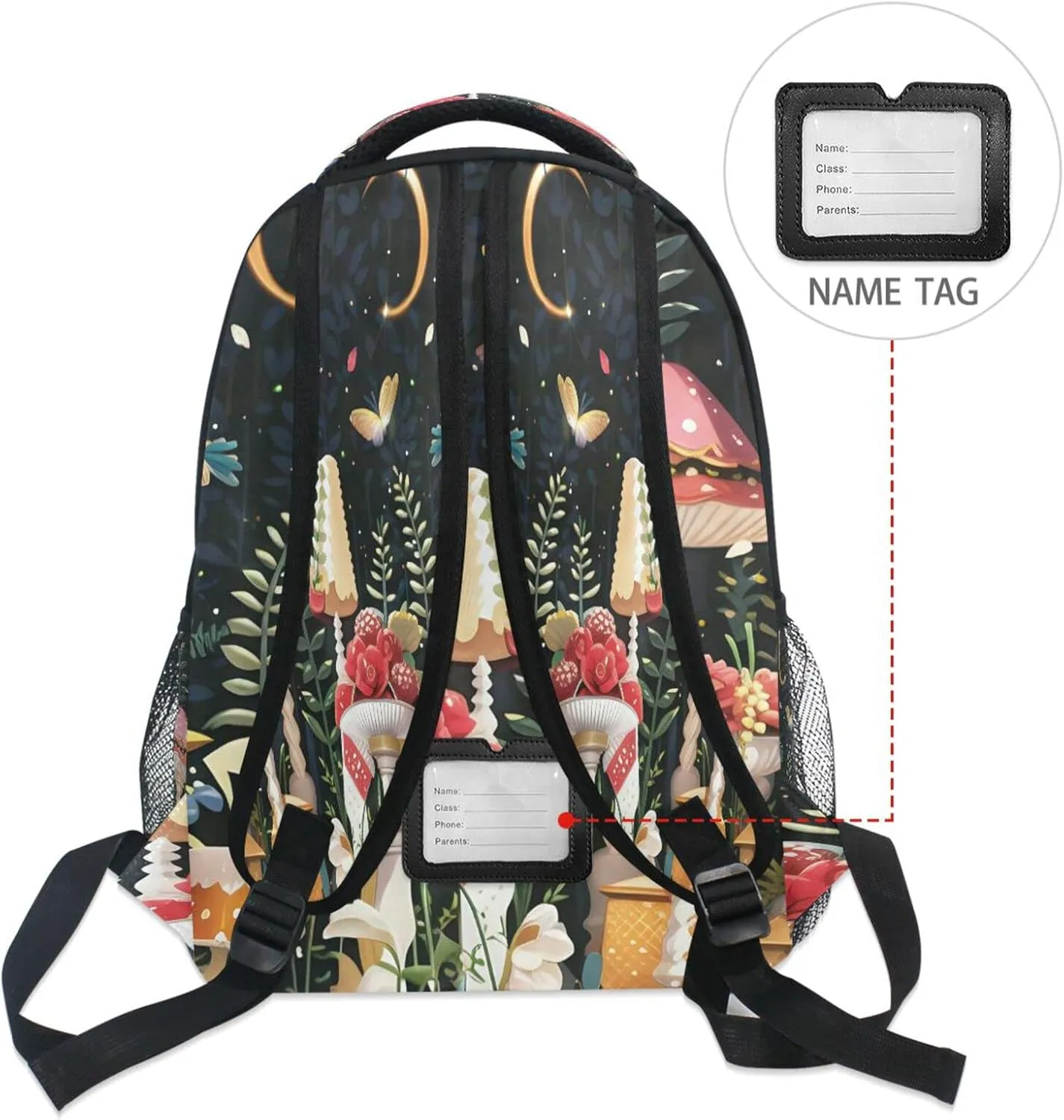 Kcldeci Kids Backpack for Girls Boys Mushroon Butterfly School Backpack Travel Toddler School Bag Backpacks Student Kids School Bags