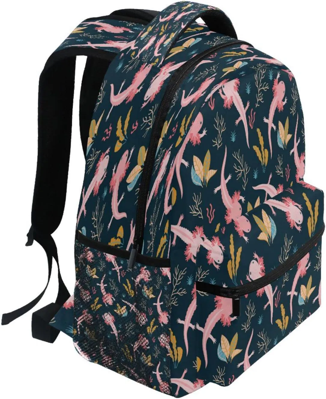 Kcldeci Kids Backpack for Girls Boys Nautical Axolotl Sea Weed School Backpack Travel Toddler School Bag Backpacks Student Kids School Bags
