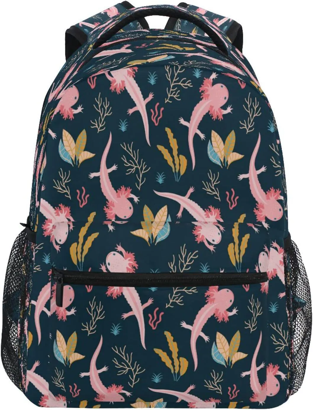 Kcldeci Kids Backpack for Girls Boys Nautical Axolotl Sea Weed School Backpack Travel Toddler School Bag Backpacks Student Kids School Bags