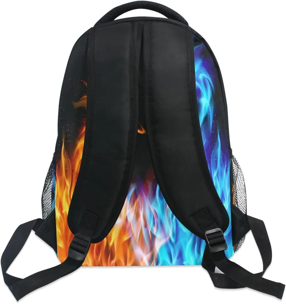 Kcldeci Red Blue Fire Dragon School Backpack Galaxy Teens Girls Boys Kids Bookbag, Monster Animal Water Resistant Elementary Travel Computer Daypack for Age 4-12 Years