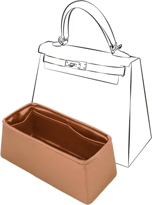 Kelly 28 Bag Organizer, Purse Organizer Insert Compatible with Hermes Kelly Bag, Lightweight and Silky Smooth, Bag Insert for Kelly 28 (Gold, KL28)