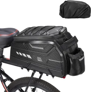 KEMIMOTO Bike Bags for Rear Rack, 15L Capacity Hard Shell Bicycle Rear Rack Bag, Bikes Trunk Pannier with Waterproof Cover and Shoulder Strap for Commuter Travel Outdoor