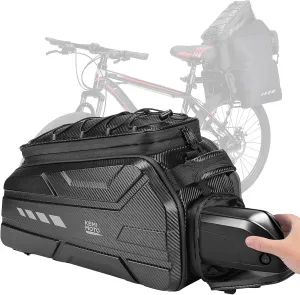 KEMIMOTO Bike Bags for Rear Rack, 40L Capacity Hard Shell Bicycle Rear Rack Bag, Ebike Trunk Pannier with Waterproof Cover and Shoulder Strap for Commuter Travel Outdoor