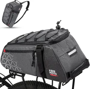 KEMIMOTO Rear Bike Rack Bag - 8L PVC Water Resistant Ebike Bags for Bicycle Rear Rack, Bicycle Trunk Pannier for Commuter Travel Shopping and Cycling (Grey)